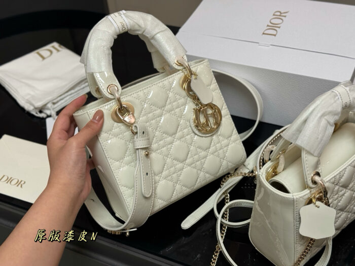 Dior Lady Dior Patent Leather Quilted Handbag & Crossbody Bag - Premium Quality Upgrade - Image 5