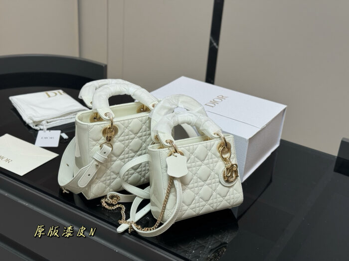 Dior Lady Dior Patent Leather Quilted Handbag & Crossbody Bag - Premium Quality Upgrade - Image 9