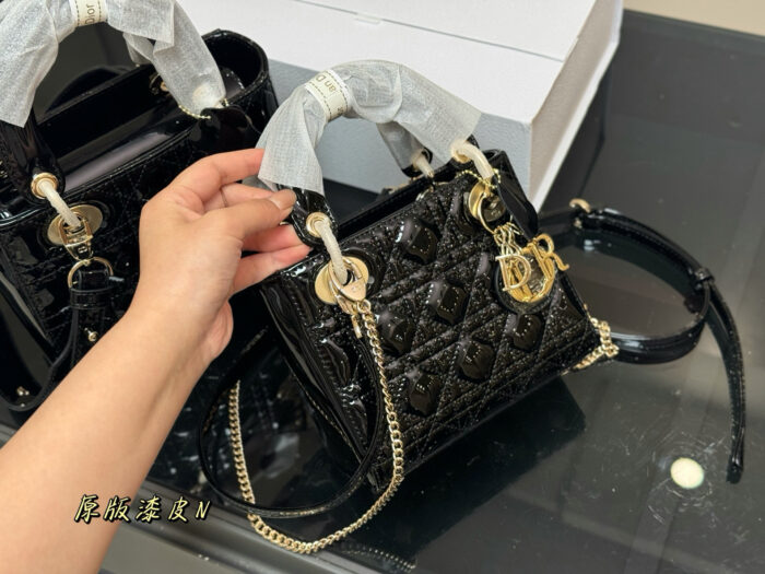 Dior Lady Dior Patent Leather Premium Edition Upgraded Handbag With Foldable Box - Image 2