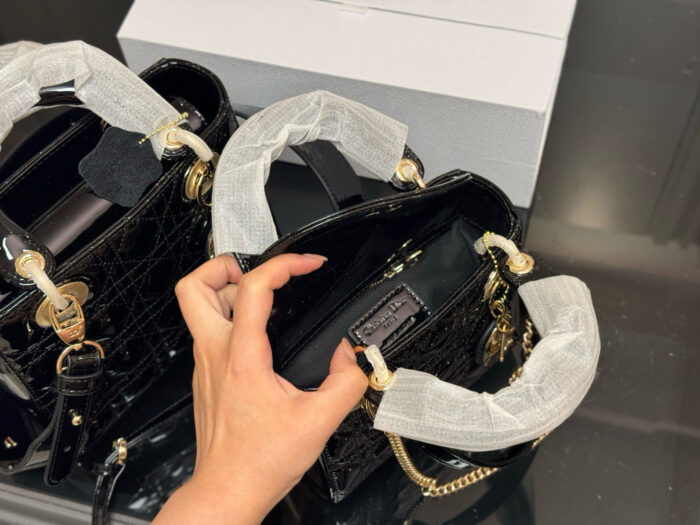 Dior Lady Dior Patent Leather Premium Edition Upgraded Handbag With Foldable Box - Image 4