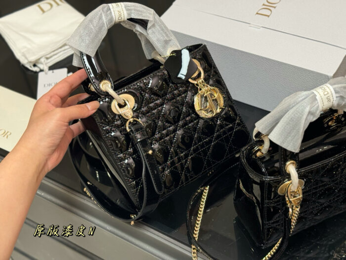 Dior Lady Dior Patent Leather Premium Edition Upgraded Handbag With Foldable Box - Image 5