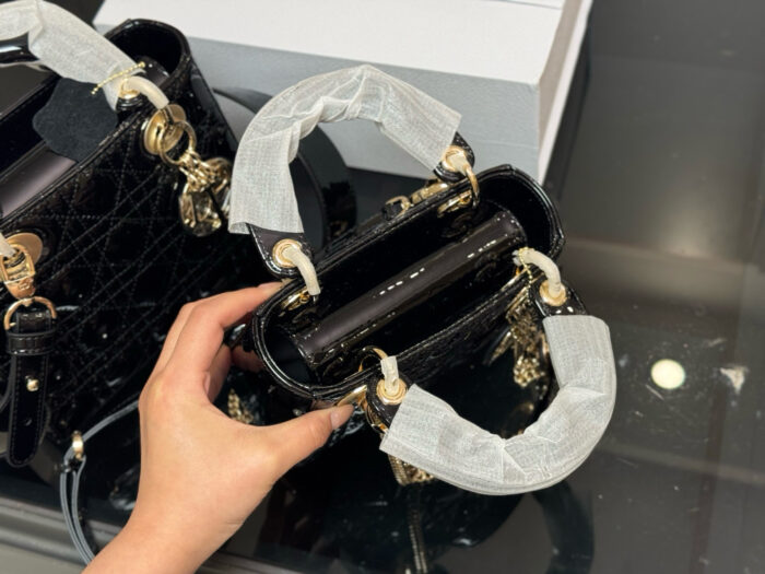 Dior Lady Dior Patent Leather Premium Edition Upgraded Handbag With Foldable Box - Image 6