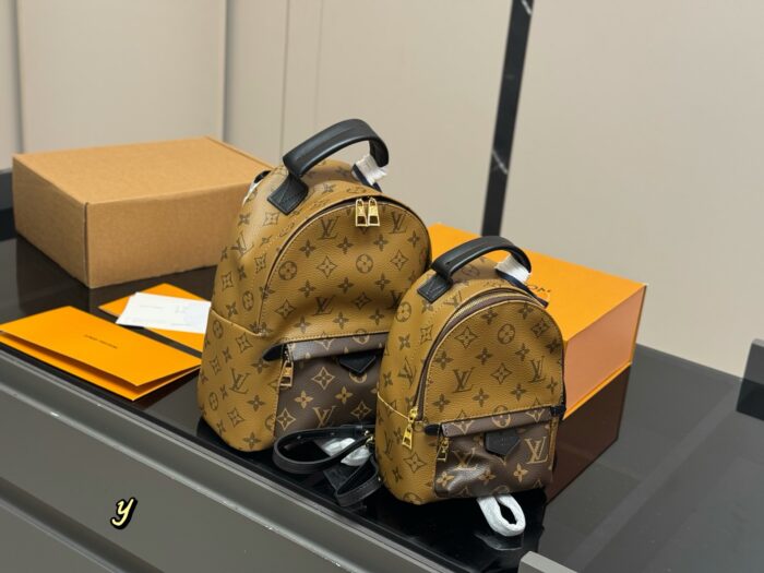 Louis Vuitton Palm Springs Backpack Raised Top Handle Calfskin Shoulder Straps With Uniform Stitching - Image 1