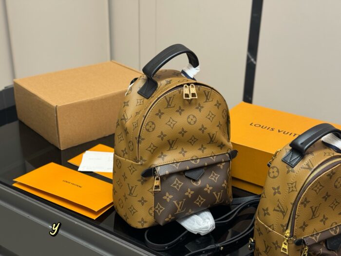 Louis Vuitton Palm Springs Backpack Raised Top Handle Calfskin Shoulder Straps With Uniform Stitching - Image 2