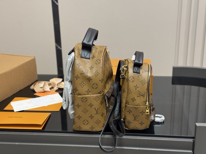 Louis Vuitton Palm Springs Backpack Raised Top Handle Calfskin Shoulder Straps With Uniform Stitching - Image 6