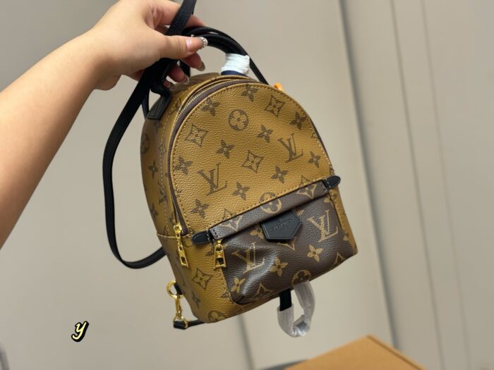 Louis Vuitton Palm Springs Backpack Raised Top Handle Calfskin Shoulder Straps With Uniform Stitching - Image 9