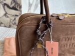 Miu Miu Bowling Bag Briefcase Authentic Fabric Soft Leather Cotton Lining Can Be Hand-Carried Or Worn Crossbody - Image 2