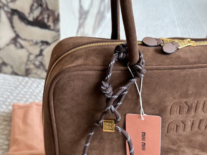 Miu Miu Bowling Bag Briefcase Authentic Fabric Soft Leather Cotton Lining Can Be Hand-Carried Or Worn Crossbody - Image 2
