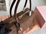 Miu Miu Bowling Bag Briefcase Authentic Fabric Soft Leather Cotton Lining Can Be Hand-Carried Or Worn Crossbody - Image 5