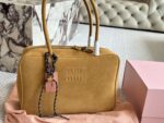 Miu Miu Bowling Bag Smooth Leather With Satin Lining Handheld Or Crossbody