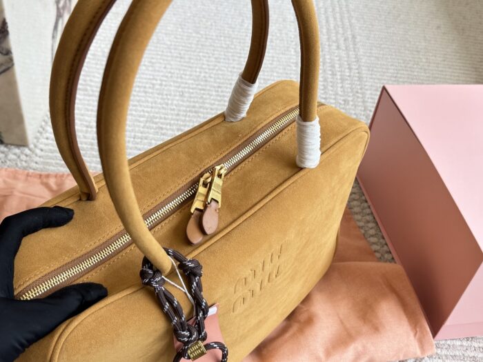 Miu Miu Bowling Bag Smooth Leather With Satin Lining Handheld Or Crossbody - Image 5