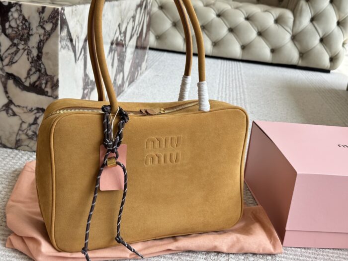 Miu Miu Bowling Bag Smooth Leather With Satin Lining Handheld Or Crossbody - Image 7