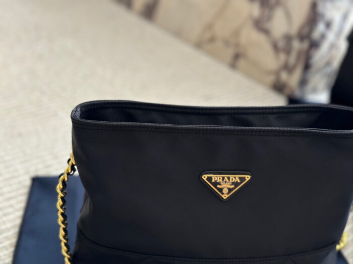 Prada Vintage Hobo Underarm Bag Nylon Chain Bag As Seen On Zhu Zhu Minimalist And Sophisticated Nylon Construction Ensures Lightweight, Durable And Easy-Care - Image 2
