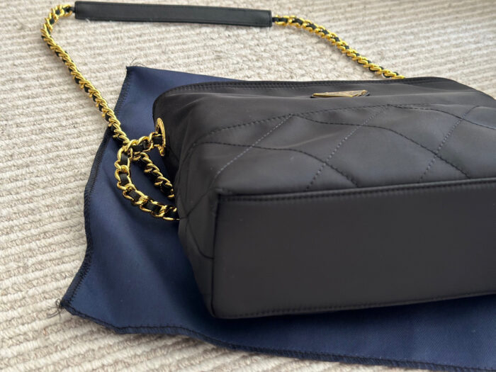 Prada Vintage Hobo Underarm Bag Nylon Chain Bag As Seen On Zhu Zhu Minimalist And Sophisticated Nylon Construction Ensures Lightweight, Durable And Easy-Care - Image 4