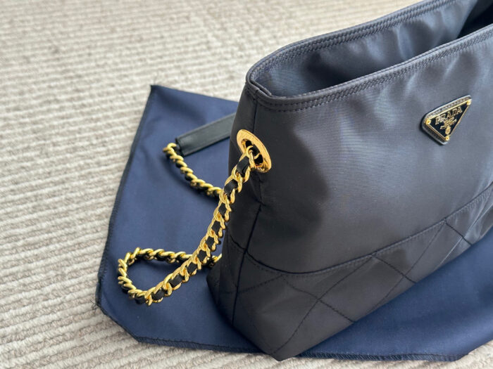 Prada Vintage Hobo Underarm Bag Nylon Chain Bag As Seen On Zhu Zhu Minimalist And Sophisticated Nylon Construction Ensures Lightweight, Durable And Easy-Care - Image 5