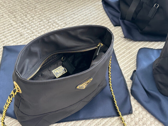 Prada Vintage Hobo Underarm Bag Nylon Chain Bag As Seen On Zhu Zhu Minimalist And Sophisticated Nylon Construction Ensures Lightweight, Durable And Easy-Care - Image 7