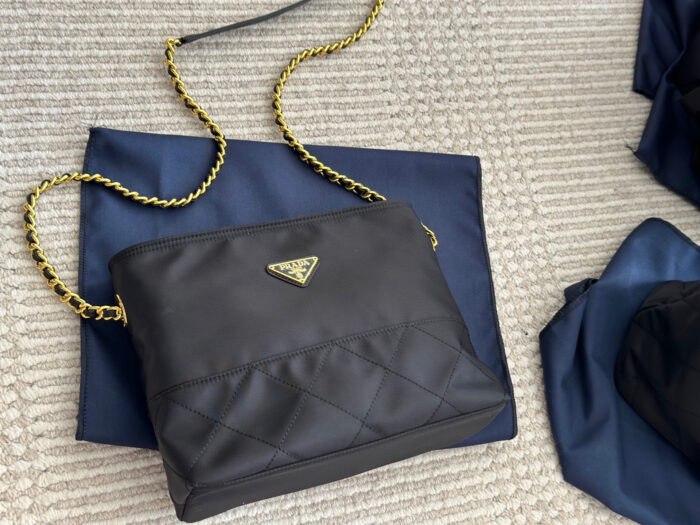 Prada Vintage Hobo Underarm Bag Nylon Chain Bag As Seen On Zhu Zhu Minimalist And Sophisticated Nylon Construction Ensures Lightweight, Durable And Easy-Care - Image 9