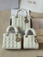 Dior Lady Patent Leather Silver Buckle Adjustable Strap Handbag