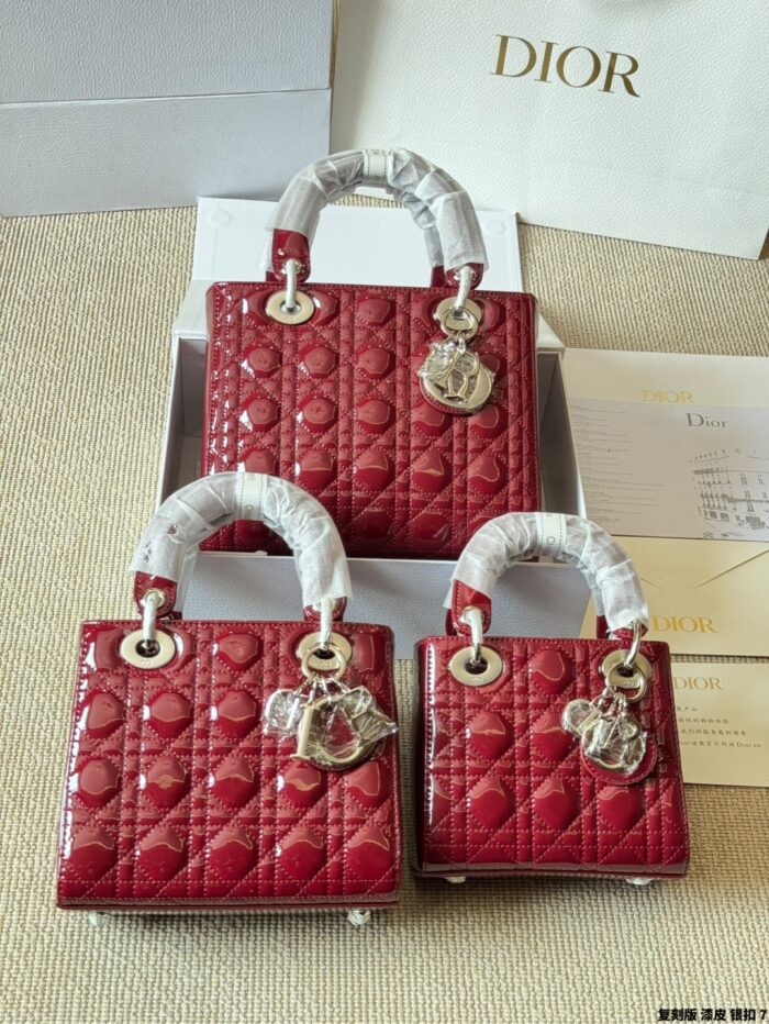 Dior Lady Patent Leather Silver Buckle Adjustable Strap Handbag - Image 4