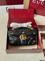 Gucci Gg Marmont Replica Lambskin Quilted V-Shaped Leather Double G Rivet Shoulder Bag - Image 2