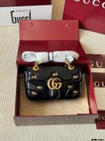 Gucci Gg Marmont Replica Lambskin Quilted V-Shaped Leather Double G Rivet Shoulder Bag - Image 3