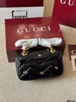 Gucci Gg Marmont Replica Lambskin Quilted V-Shaped Leather Double G Rivet Shoulder Bag - Image 6