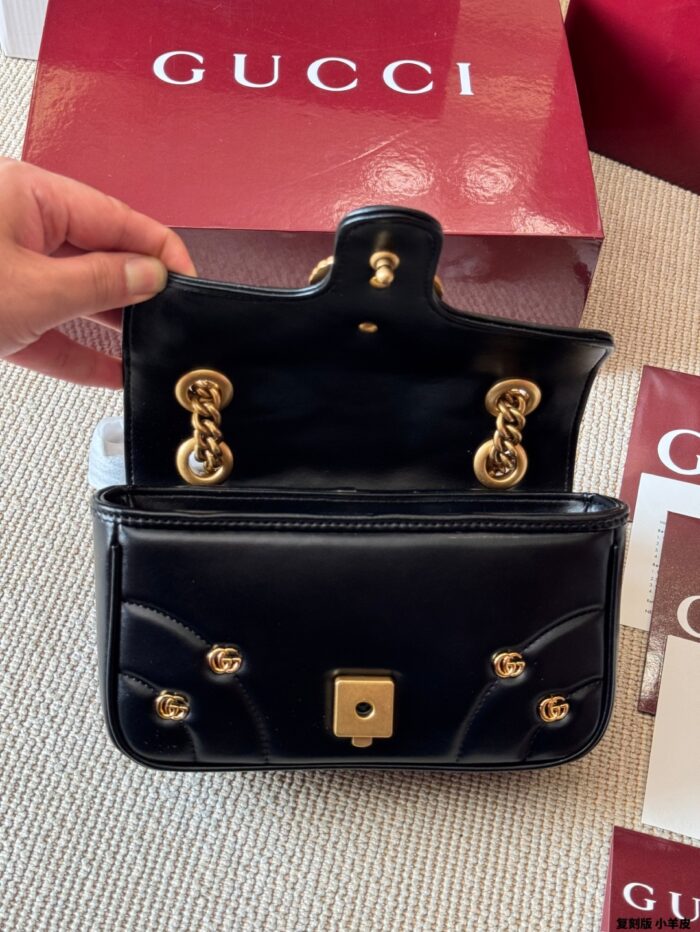 Gucci Gg Marmont Replica Lambskin Quilted V-Shaped Leather Double G Rivet Shoulder Bag - Image 8