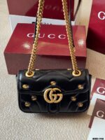 Gucci Gg Marmont Replica Lambskin Quilted V-Shaped Leather Double G Rivet Shoulder Bag - Image 9