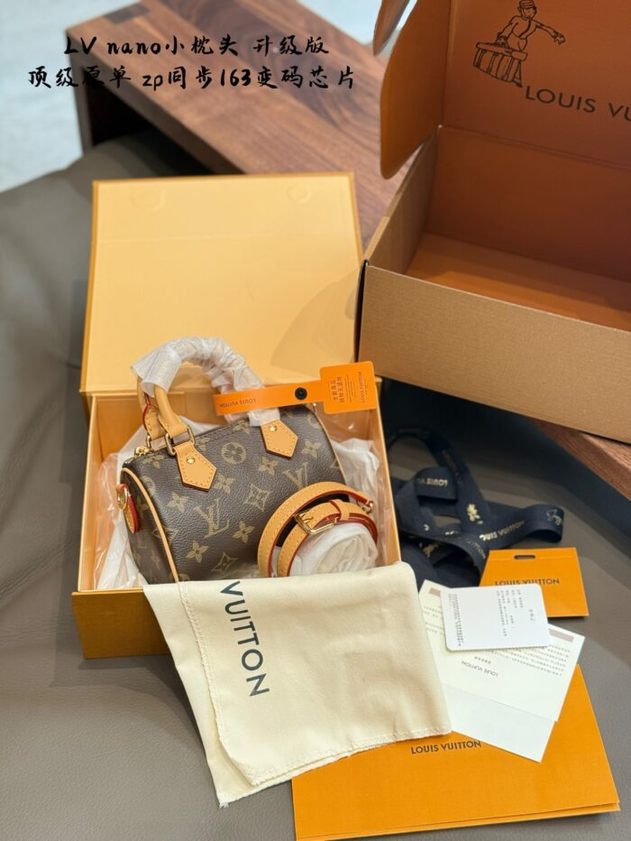 Louis Vuitton Speedy Nano Monogram Mini Cushion Bag Upgraded 163-Code Chip Adjustable Shoulder Strap For Crossbody Or Shoulder Carry - Image 1