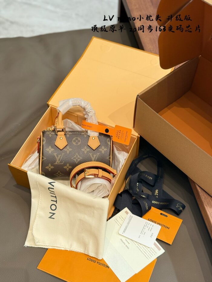 Louis Vuitton Speedy Nano Monogram Mini Cushion Bag Upgraded 163-Code Chip Adjustable Shoulder Strap For Crossbody Or Shoulder Carry - Image 2