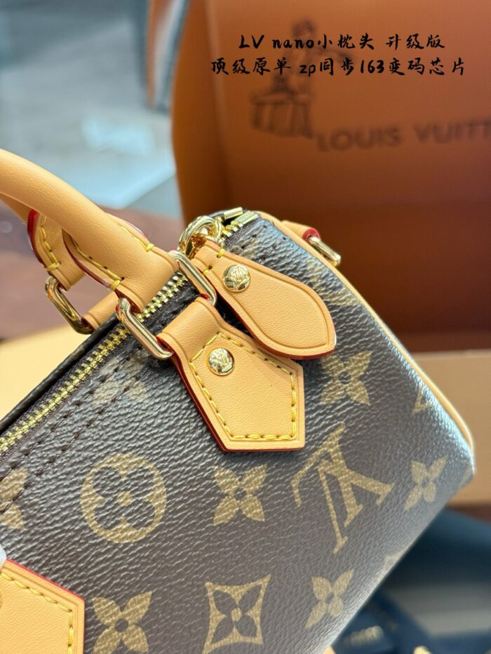 Louis Vuitton Speedy Nano Monogram Mini Cushion Bag Upgraded 163-Code Chip Adjustable Shoulder Strap For Crossbody Or Shoulder Carry - Image 4
