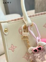 Louis Vuitton Onthego Collection May New Release: Cream Strawberry Tote Bag Classic Silhouette With Integrated Charm Carry By Hand, Shoulder Or Crossbody - Image 4