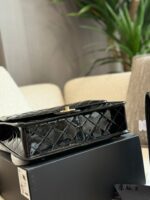Chanel 22K Lacquered Leather Backpack - Black & Gold Vintage School Style - Image 7