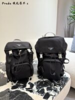 Prada Re-Nylon Backpack Recycled Nylon Leather Handle Multi-Pocket Versatile Design