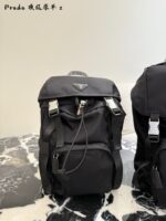 Prada Re-Nylon Backpack Recycled Nylon Leather Handle Multi-Pocket Versatile Design - Image 2