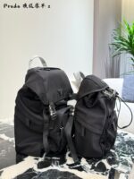 Prada Re-Nylon Backpack Recycled Nylon Leather Handle Multi-Pocket Versatile Design - Image 4