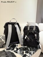 Prada Re-Nylon Backpack Recycled Nylon Leather Handle Multi-Pocket Versatile Design - Image 7