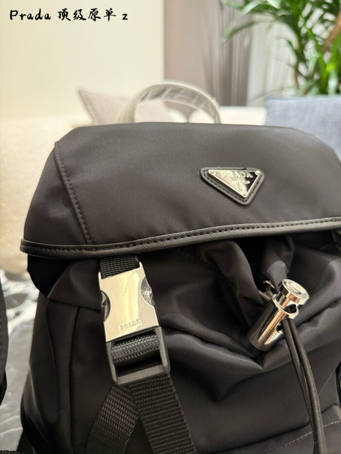 Prada Re-Nylon Backpack Recycled Nylon Leather Handle Multi-Pocket Versatile Design - Image 8