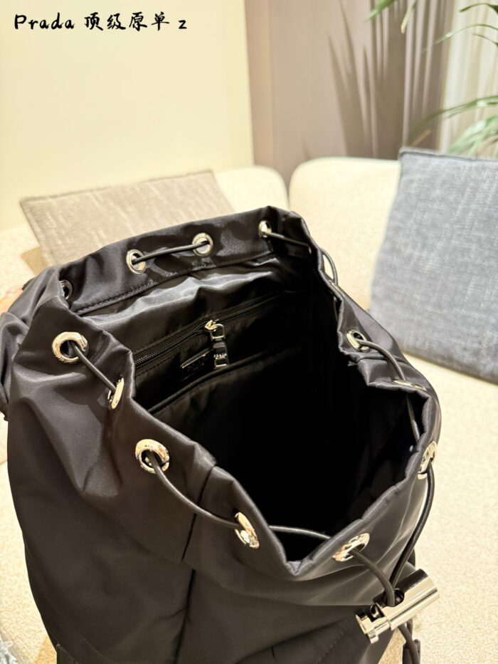 Prada Re-Nylon Backpack Recycled Nylon Leather Handle Multi-Pocket Versatile Design - Image 9