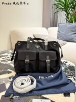 Prada Parachute Camel Shoulder Bag In Deep Sea Blue – Lightweight With Generous Capacity