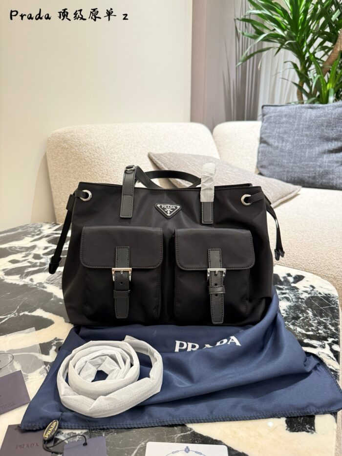 Prada Parachute Camel Shoulder Bag In Deep Sea Blue – Lightweight With Generous Capacity - Image 1