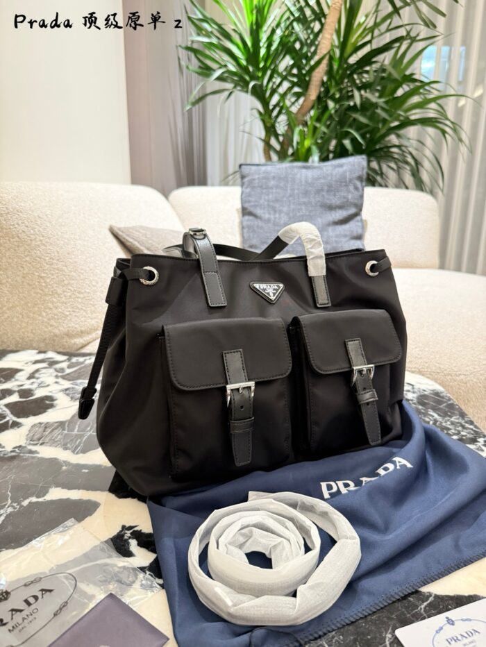 Prada Parachute Camel Shoulder Bag In Deep Sea Blue – Lightweight With Generous Capacity - Image 2