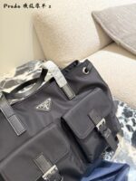 Prada Parachute Camel Shoulder Bag In Deep Sea Blue – Lightweight With Generous Capacity - Image 4