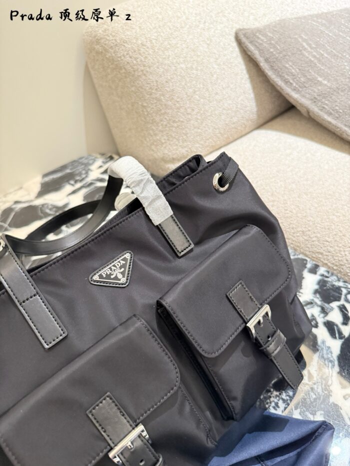Prada Parachute Camel Shoulder Bag In Deep Sea Blue – Lightweight With Generous Capacity - Image 4
