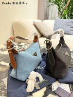 Prada Nylon Dumpling Bag Charming Silhouette Leather-Reinforced Corners Spacious And Versatile - Image 4
