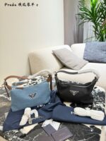 Prada Nylon Dumpling Bag Charming Silhouette Leather-Reinforced Corners Spacious And Versatile - Image 7