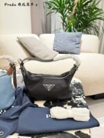 Prada Nylon Dumpling Bag Charming Silhouette Leather-Reinforced Corners Spacious And Versatile - Image 9