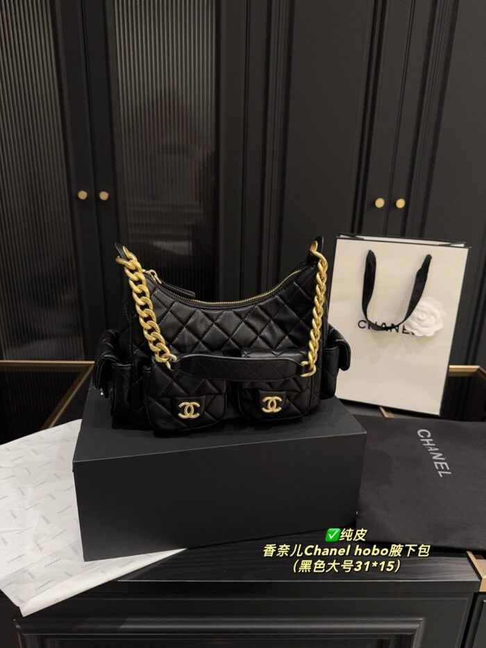 Chanel Hobo Underarm Bag Lambskin With Four Pockets Retro Chic - Image 1
