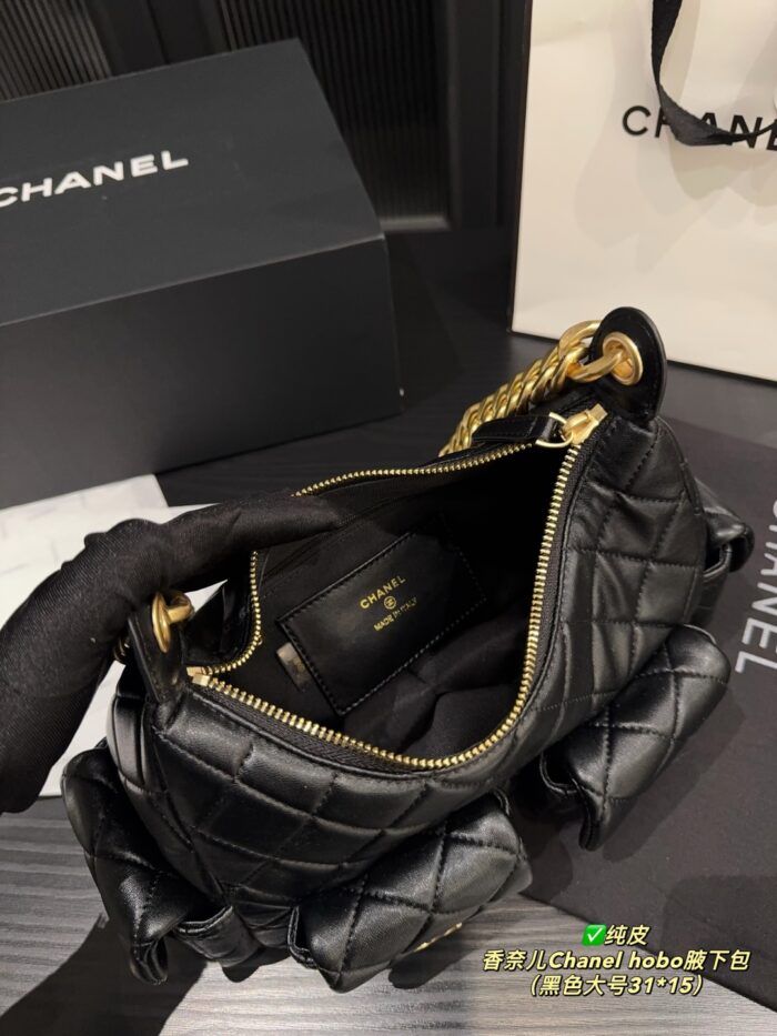 Chanel Hobo Underarm Bag Lambskin With Four Pockets Retro Chic - Image 9