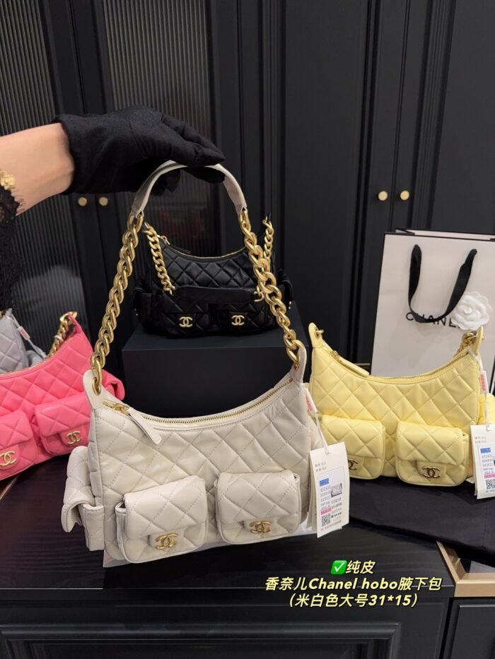 Chanel Hobo Underarm Bag Lambskin With Four Pockets Retro Chic - Image 13